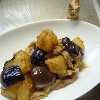 カレー味で濃厚冬瓜となすの炒め物♪